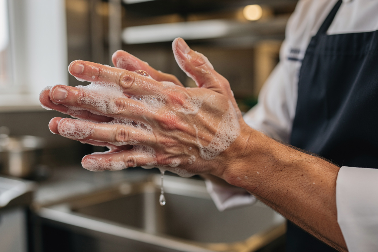 Hand Washing Procedure (Steps 1–4)