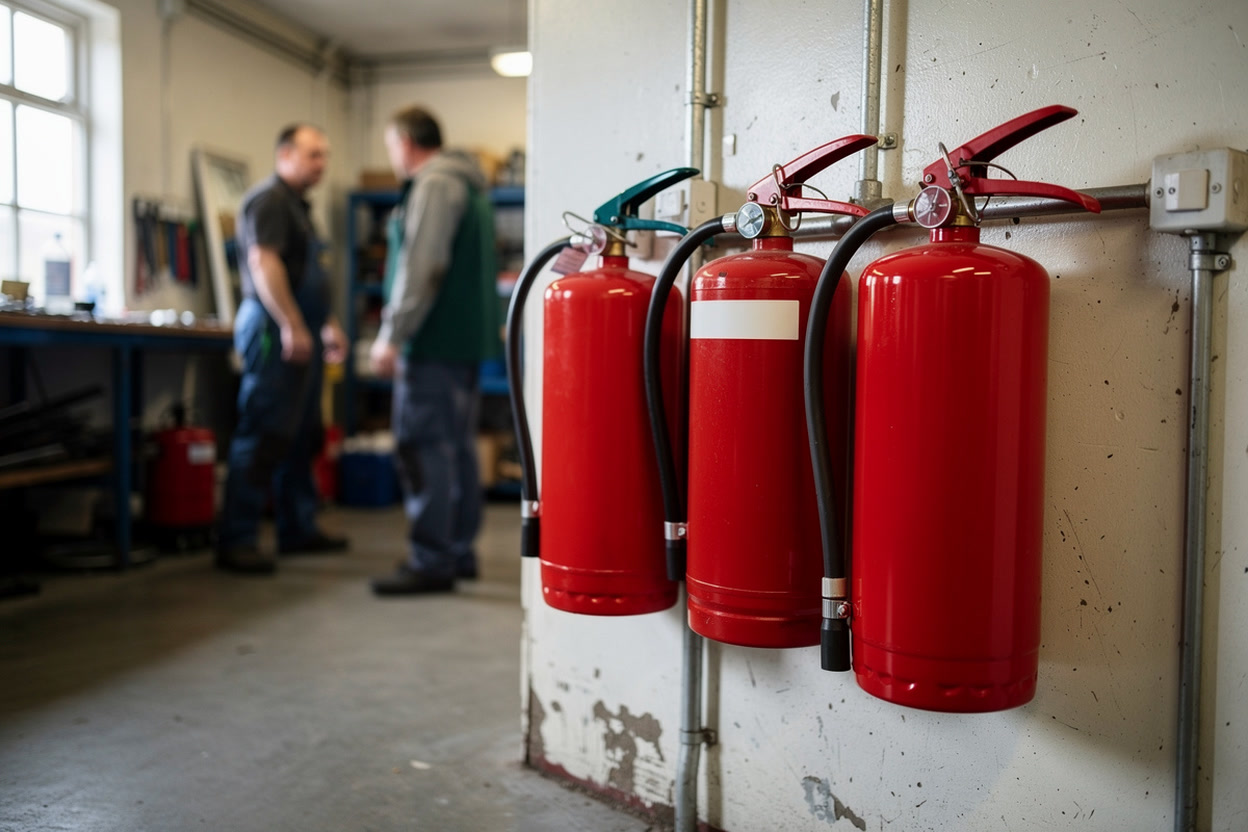 Water, Water Mist and Powder Extinguishers at Work