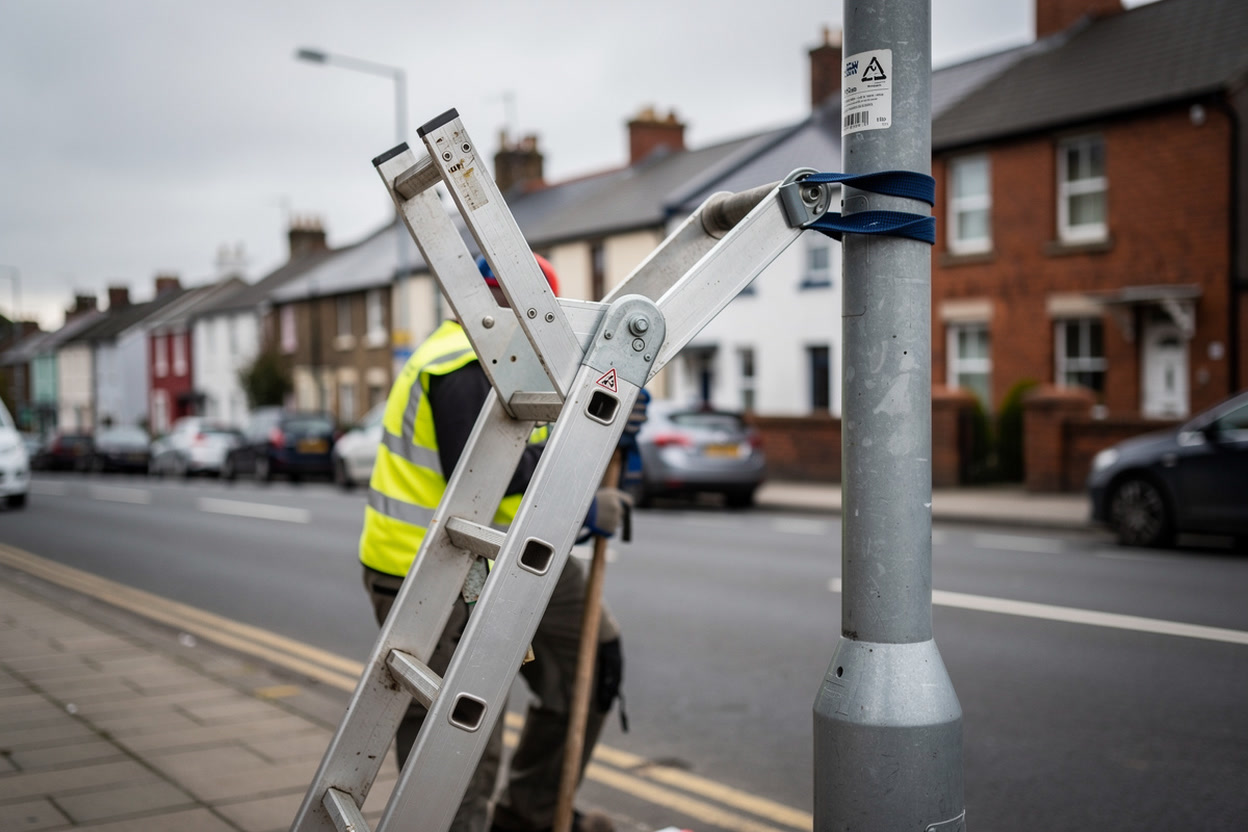 Ladders Against Poles, Trees and Corners